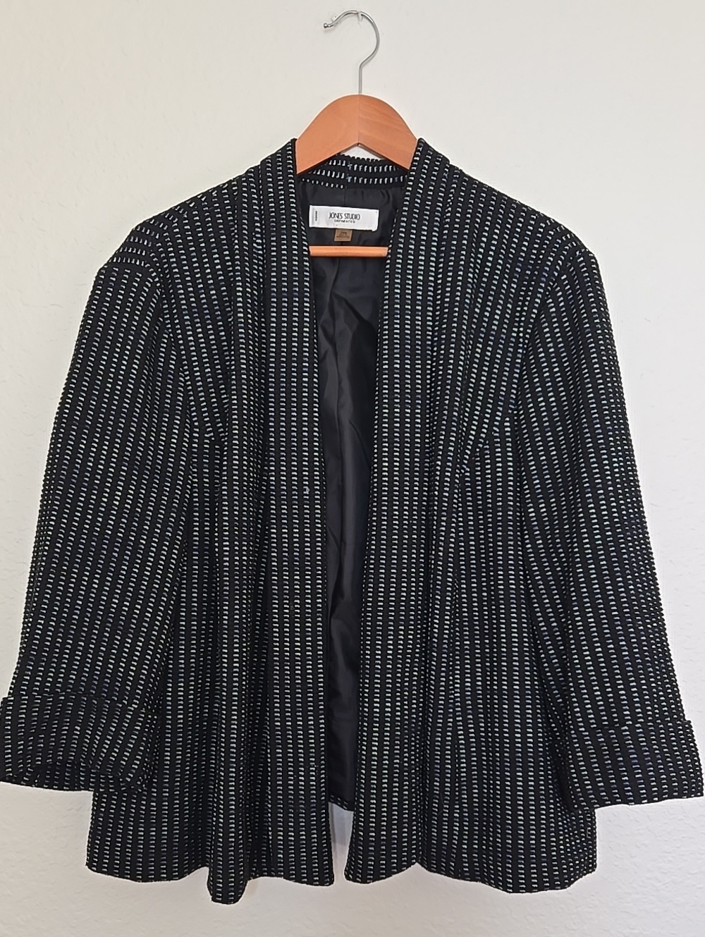 Jones New York Black & White Open Front Jacket